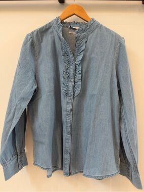 Ricki's Light Blue Ruffle Denim Blouse